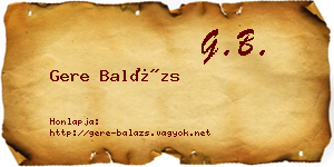 Gere Balázs névjegykártya